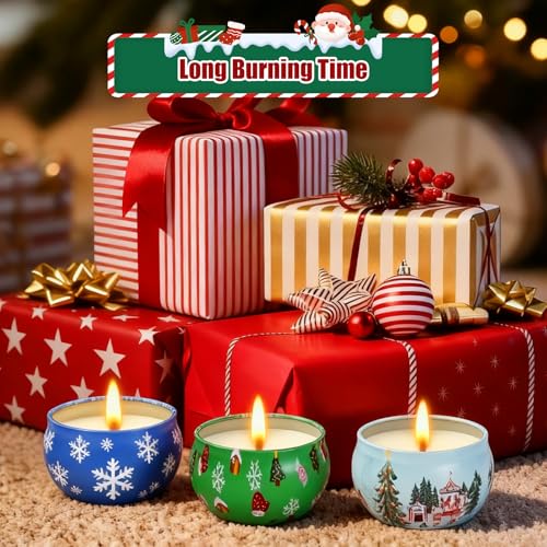 12 Pack Christmas Scented Candles with Natural Soy Wax, Long Lasting Aromatherapy Soy Candles for Home Scented, Christmas ...