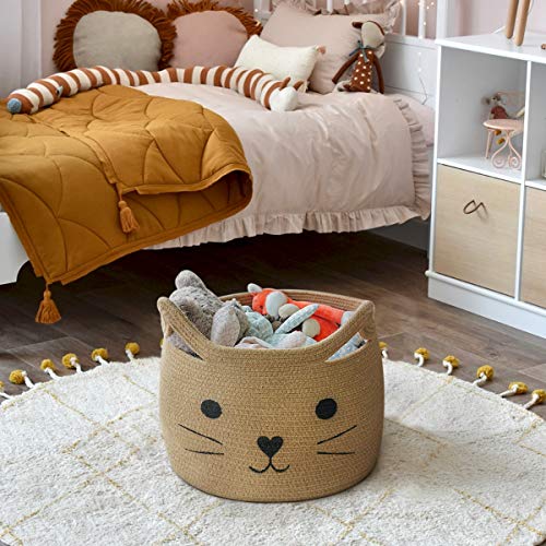 HiChen Large Woven Jute Rope Storage Basket, Baby Laundry Basket Organizer for Toys, Blanket, Clothes, Towels, Gifts | Pet...