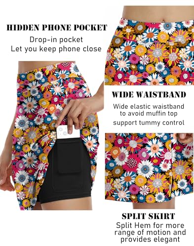 COOrun Women's 20" Knee Length Skorts Skirts Athletic Tennis Skorts Long Golf Skirt with Pockets Modest Skirts