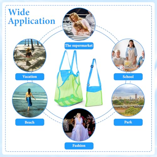 Yuomeaz Small Mesh Beach Toy Bag, Large and Small Sandproof Mesh Beach Toy Bag, Foldable Tote Bags for Family, Travel, Sum...