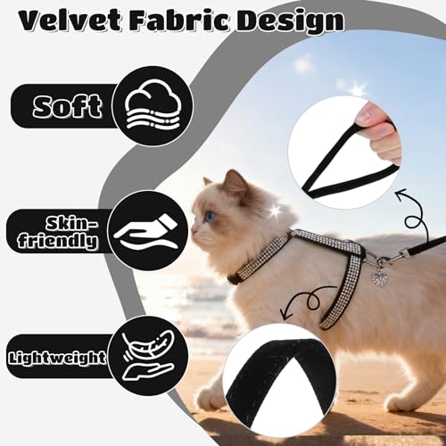 EXPAWLORER Cat Harness and Leash Set - Escape Proof Adjustable Cat Harness, H-shped Comfortable Soft Lightweight Kitten Ha...