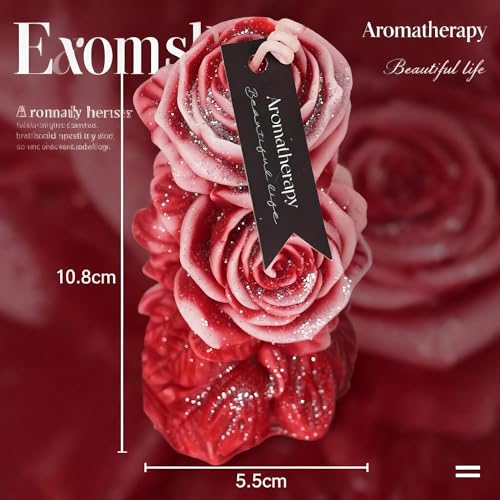 Rose Flower Shape Scented Candle,Red Rose Blossoming Floral Soy Wax Decorative Candle for Valentine's Day,Birthdays & Aest...