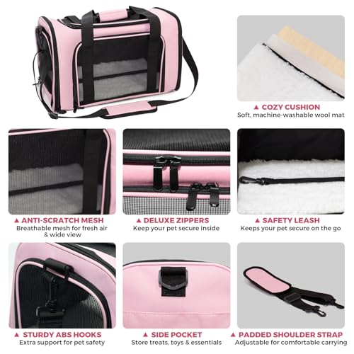 LOWIPARR Soft-Sided Cat Carrier Expandable Pet Carrier Airline Approved Mesh Travel Carrier Up to 22lbs for Cats Small Dog...