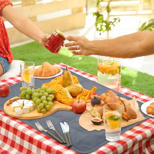 Reallnaive 2 Pcs Reusable Freezable Ice Mat for Buffet Table Chilled Serving Tray Party 19.69 x 15.75 Inches Charcuterie C...
