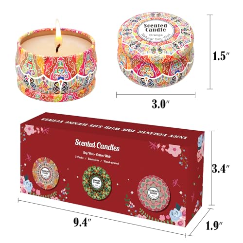 Scented Candles Gift Set,3 Pack Candles for Home Scented, Long Lasting Soy Wax Aromatherapy Candle Set, Gifts for Women wi...