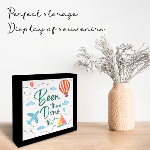 8" x 8" Black Travel Shadow Box Frame - Graffiti Been There Done That - Travel Wooden Display Memory Saver with Slot for T...