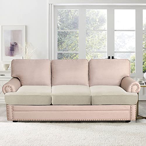H.VERSAILTEX Stretch 3 Piece T Cushion Sofa Slipcovers Individually Sofa Cushion Covers for 3 Cushion Couch Sofa Seat Cush...