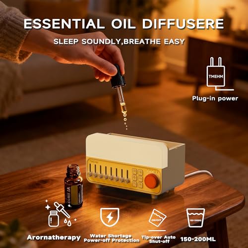 TMEHM 4-in-1 Sleep Sound Machine with White Noise & 8 Nature Sounds, Bluetooth Speaker, Night Light & Aroma Diffuser with ...