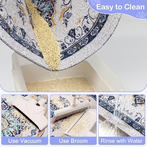 Bienbee Cat Litter Mat, 33" x 22" Large Size Litter Box Mat Rug with Non-Slip Bottom,Urine and Water Proof, Easy to Clean ...