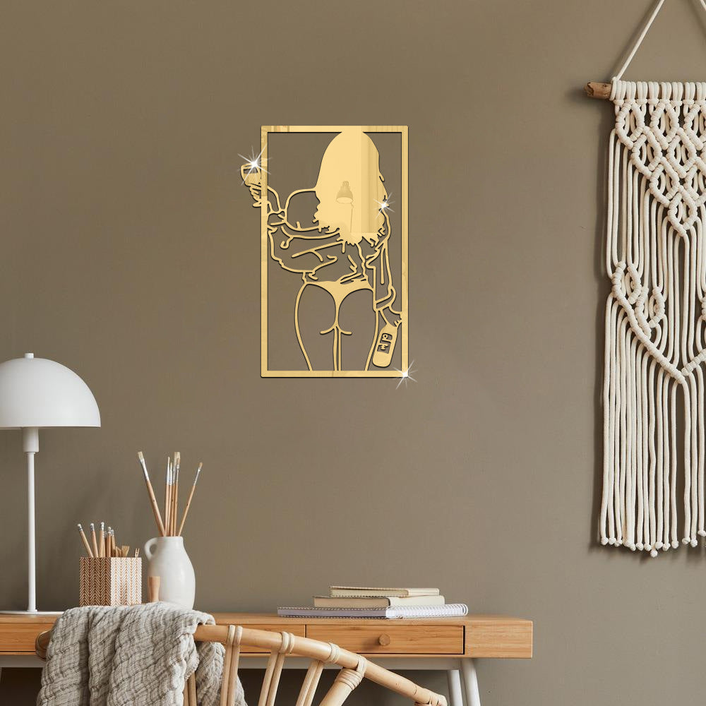Acrylic Wall Stickers Line Beauty Back Silhouette Self-adhesive Background Wall Mural