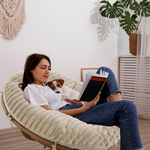 HOMBYS Fluffy Shaggy Cover for Papasan Chair Cushion, Plush Faux Fur Slipcover ONLY, (Without Cushion) Removable Soft Papa...