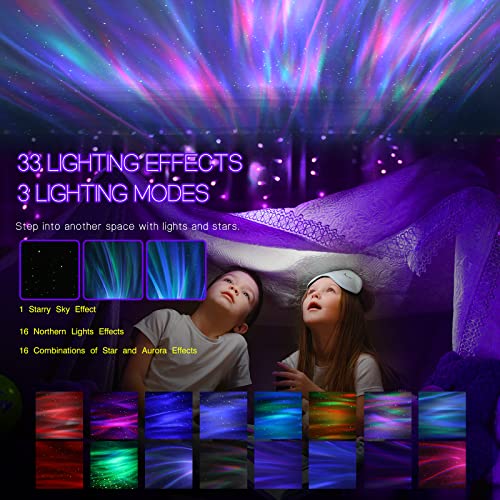 Northern Galaxy Light Aurora Projector with 33 Light Effects, LED Star Projector for Bedroom Nebula Lamp, Remote Control, ...