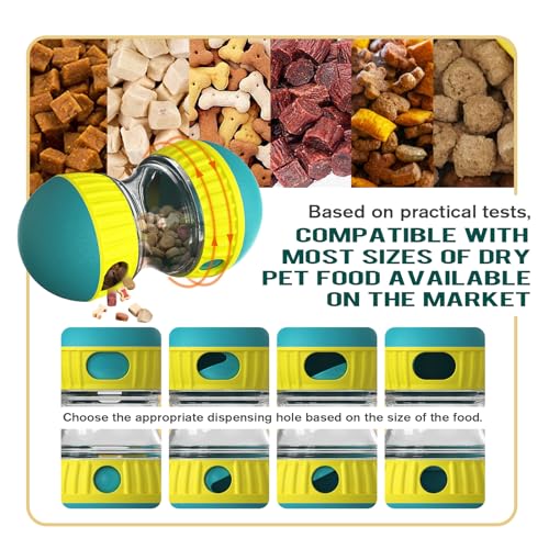 BSISUERM Dog Puzzle Toy Adjustable Treat Dispensing Ball Food Dispenser Tough Slow Feeder Puppy Enrichment Training Toy Pe...