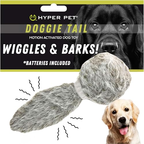 Hyper Pet Doggie Tail Interactive Plush Automatic Dog Toys, Durable, Wiggles, Vibrates, and Barks, Batteries Included, for...