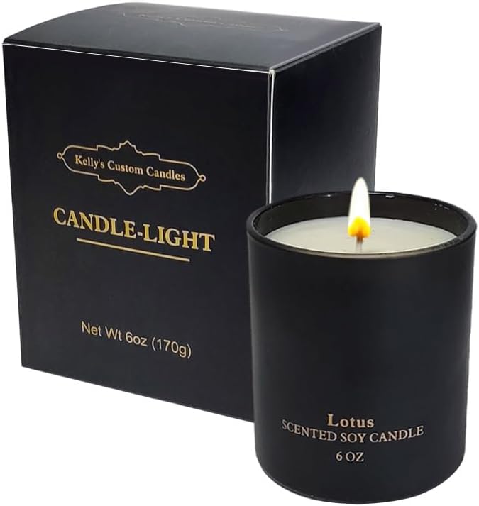 Kelly's Custom Candles Scented Candles for Women,Premium Lotus Aromatherapy Candles, Home Scented Candle, 6 oz Soy Candle...