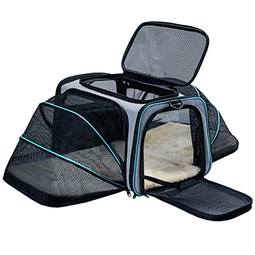 Cat Dog Carrier - Airline Approved Expandable Soft-Sided Pet Carrier with Removable Fleece Pad and Pockets, for Cats/Puppy...