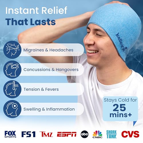 IceBeanie Migraine Relief Cap, As Seen on Shark Tank, Soft & Stretchy Gel Tension Headache Relief Cap, Extended Cooling Ha...