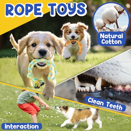 PatsFran Puppy Toys for Teething, 9 Pack Interactive Dog Toys for Small Dogs, Puppy Chew Toys for Boredom with Rope Toys, ...