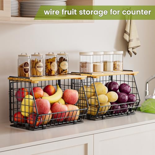 GGIU Wire Fruit Basket for Kitchen Storage: Hanging and Counter Basket for Vegetable Produce - Potato and Onion Storage fo...