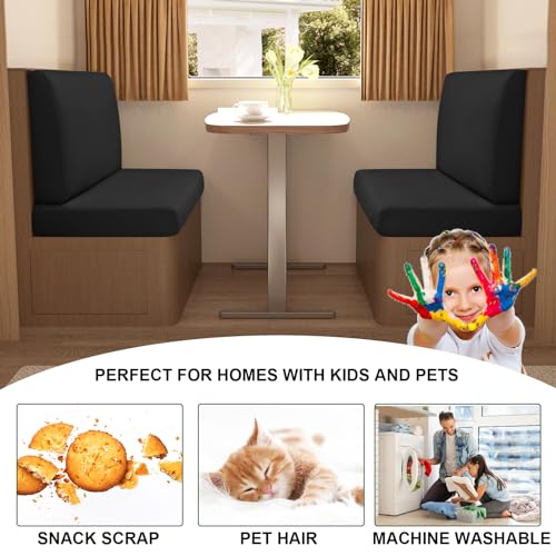 CRFATOP Sets of 2 Waterproof RV Dinette Cushion Slipcover Stretch Camper Cushion Covers Solid 2 Seat Sofa Chair Cover Furn...