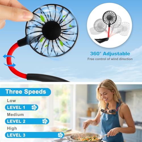shuangjishan Neck Fan Portable Rechargeable: Personal Cooling Wearable Fan Around your Neck that Blow Cold Air for Men Wom...