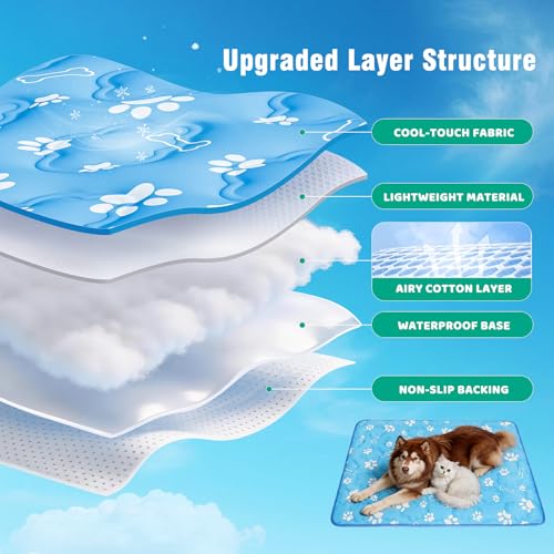 Dog Cooling Mat for Extra Large Dogs, Cool Dog Bed Mat for Indoor & Outdoor, Q-Max>0.5, Machine Washable Non-Toxic Pet Sel...