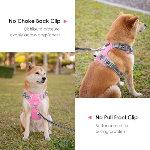 PHOEPET No Pull Dog Harness, Unique Colors Reflective Adjustable Dog Vest, with Soft Training Handle Metal Clips for Small...