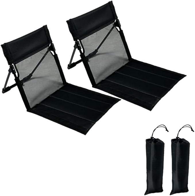 2 Pack Foldable Camping Chairs with Mesh Backrest,Ultra-Light Portable Beach Chairs with Carry Bag for Sunbathing Swimming...