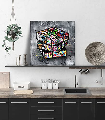 SIXTTART Banksy Canvas Wall-Art for Bedroom - Street Graffiti Wall Art Abstract Painting Pop Art Wall Decor Modern Home Of...