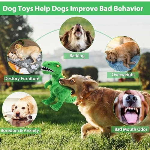 Homounter Dog Toys Cute Dinosaur Plush Toy for Large Dogs - Squeaky Interactive Stuffed Dog Chew Toy for Puppies, Pet Toys...