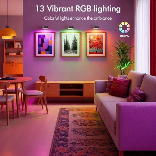 3Pack Picture Lights for Wall, RGB Color Changing Led Art Display Light with Rechargeable Battery Operated, Magnetic Paint...