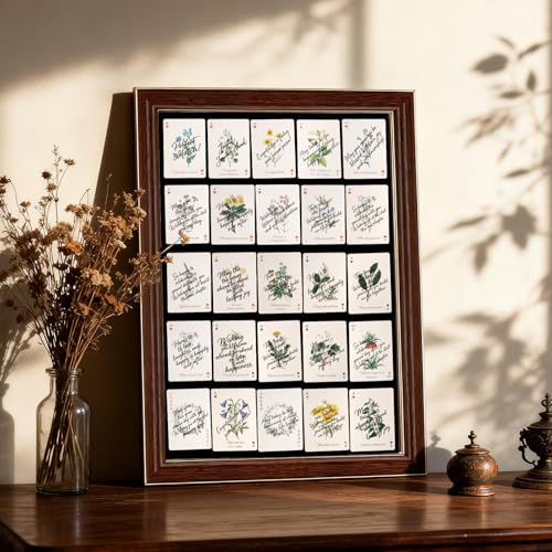 54 PCS Personalized Wedding Guest Book Alternative, Floral Wedding Guest Playing Cards Set with Wooden Openwork Storage Bo...