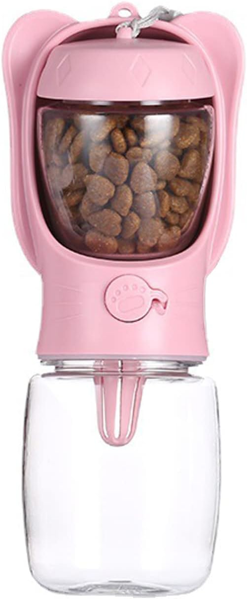 Pet Cat Puppy Dog Travel Water Bottle Dispenser with Food Container, Portable Dog Water Bottle for Walking Hiking Outdoor,...