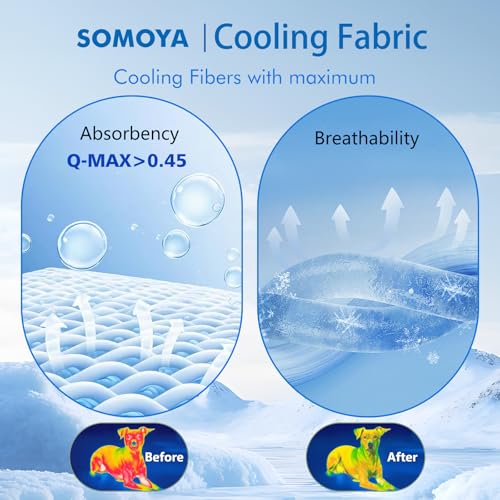 SOMOYA Upgrade Dogs Cooling Mat (Q-Max>0.45) Thicken Washable Non-Slip Cooling Pads Blanket Sleeping Kennel Mat,Washable I...