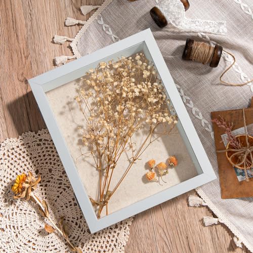 Califortree 8x10 Shadow Box Frame with Linen Back - Sturdy Rustic Memory Display Case of Flower, Pictures, Medals and Mor...