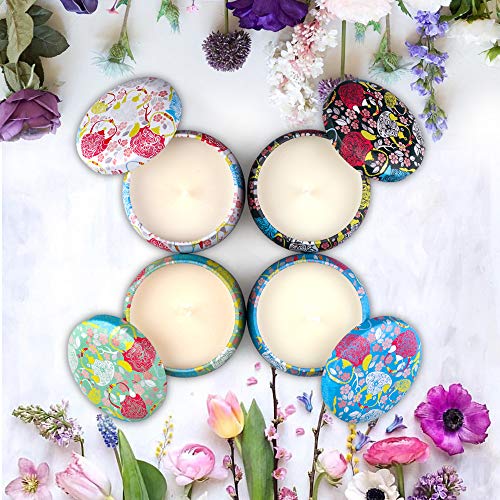 Scented Candles Gift Set, Aromatherapy Candles for Home Scented, 4.4 Oz Pack of 4 Tin Long Lasting Soy Candle, Birthday Gi...