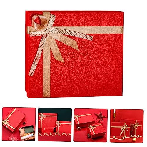 GRIRIW 1Set Red Wedding present Packaging Box present Wrapping Box for Year Durable and Practical Design for Candy and Cra...