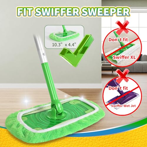 AmaVins Reusable 100% Coral Fleece Mop Pads Compatible with Swiffer Sweeper, 3 Pack Wet and Dry Flat mop Cover, Washable W...
