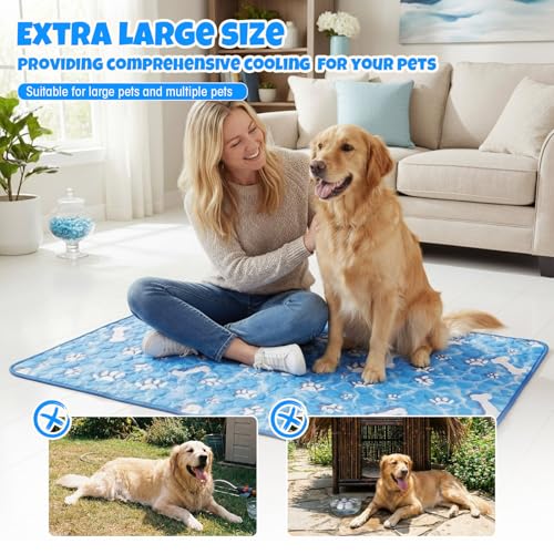 Sadnyy 4 Pcs 44 x 32" Extra Large Dog Cooling Pad Pet Cooling Mat for Hot Weather Lightweight Cool to The Touch Pet Blanke...