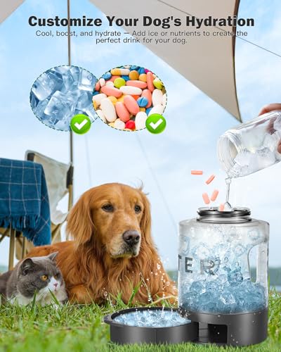 77oz Large Dog Water Bottle Portable - Dog Travel Water Dispenser with Large Bowl, Ideal for Hiking, Camping, Travelling, ...