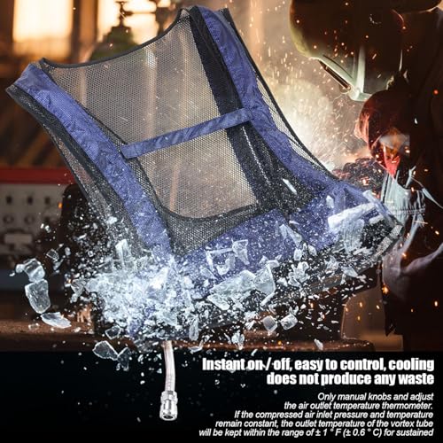 Topyond Air Conditioned Jacket Cooling Vest, Vortex Tube Air Compressor Vest, Adjustable Cooling Fan for Welding, Air-Cool...