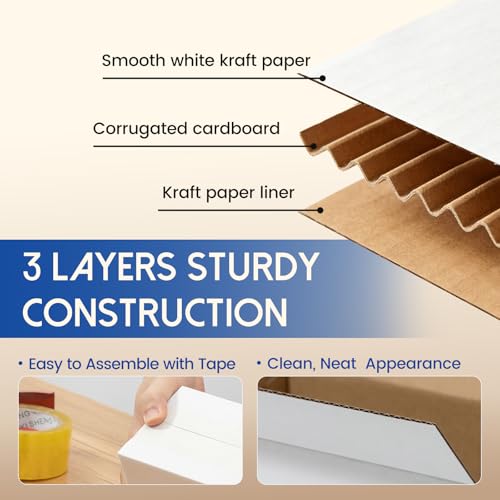 Mefleet 4x4x4" Shipping Boxes 50 Pack - Small Corrugated Cardboard Square Mug Mailing Box Packaging for Small Business - W...