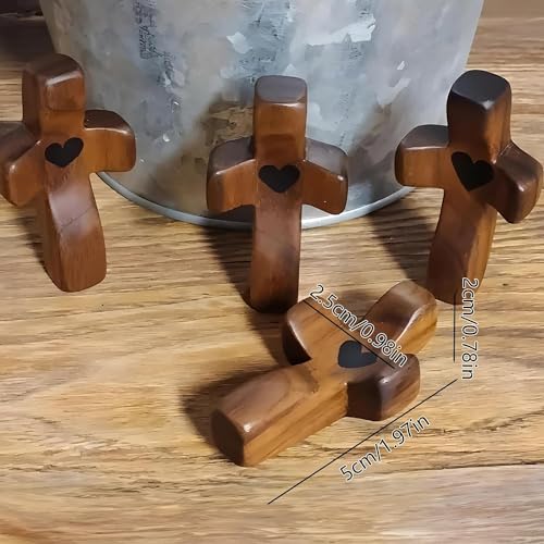 Yookin Cross My Heart/Encouragement Gift Wood Comfort Pocket Prayer Cross for Clutching, Clinging and Praying Christian Re...