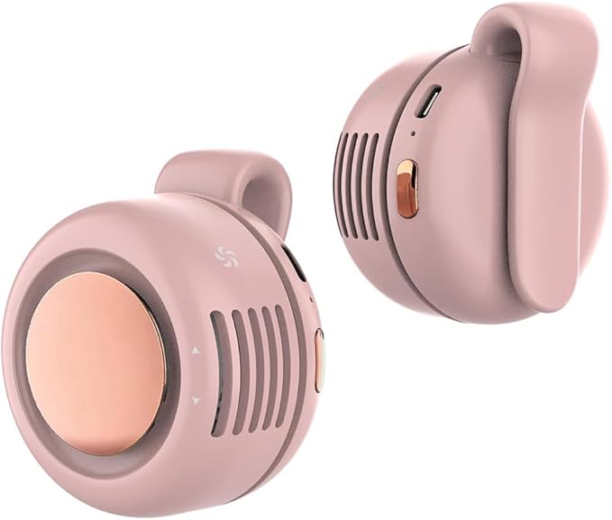 SULVGO Clip On Mini Bladeless Fan - Portable 3-Speed Personal Fan with USB-C, for Waist, Bag & Neck (Pink)
