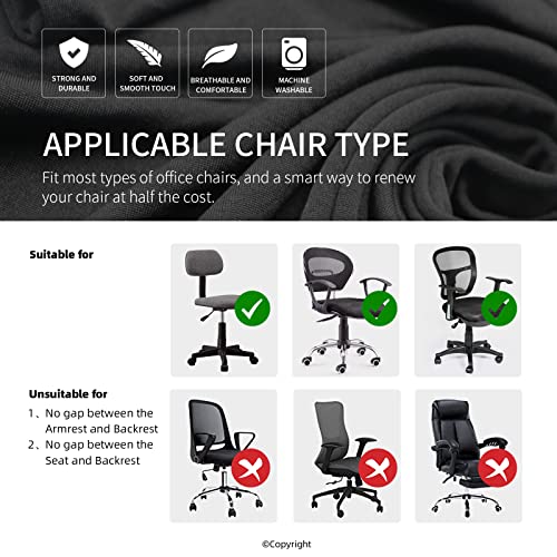 DIVA EN CAMINO DEC Water-Resistant Stretchable Desk Office Chair Seat Cushion Covers - Universal Spandex Computer Chair Sl...