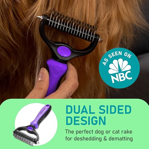 Maxpower Planet Pet Grooming Brush - Double Sided, Extra Wide for Dogs and Cats - Dematting Undercoat Rake, Reduces Sheddi...