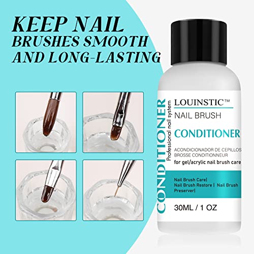 LOUINSTIC Nail Brush Cleaner and Conditioner - Quickly Clean Gel Nail Brushes, Paint Brushes, Airbrushes, Art Tools, Prese...