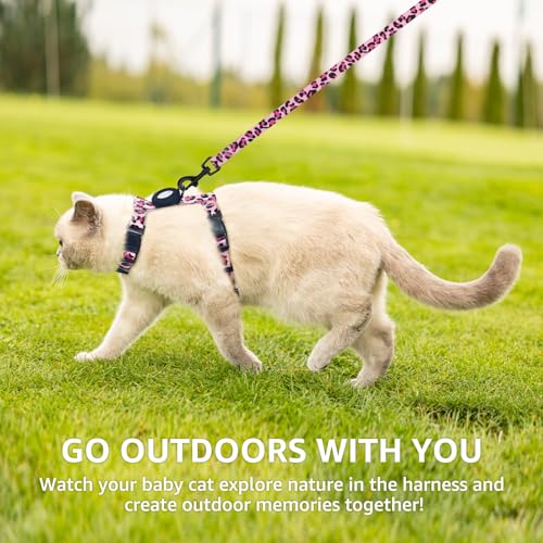 SCENEREAL Adjustable Cat Harness and Leash Set with AirTag Holder, Escape-Proof Design for Small to Large Cats, Lightweigh...