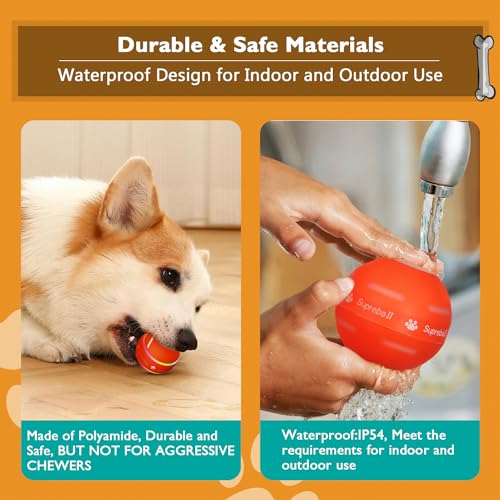 PetDroid Interactive Dog Toys Dog Ball, [Newly Upgraded] Durable Motion Activated Automatic Rolling Ball Toys for/Small/Me...