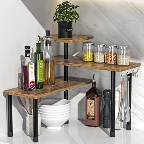 JayRex Countertop Organizer Organization, 3 Tier Moveable Corner Shelf Organizer for Kitchen, Bathroom, Spice Rack, Coffee...
